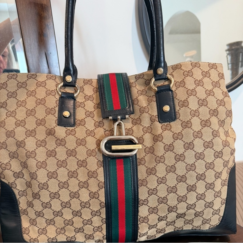 Gucci Beige and Black Women's Tote Bag